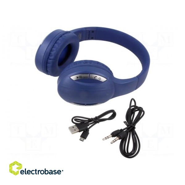 Wireless headphones with microphone | blue | USB B micro | 10m | 32Ω
