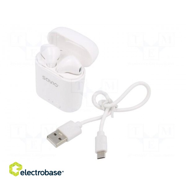 Wireless headphones with microphone | white | USB B micro | 10m