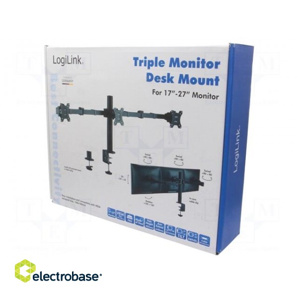 Monitor holder | 7kg | 17÷27" | Arm len: 380mm | for three monitors image 1