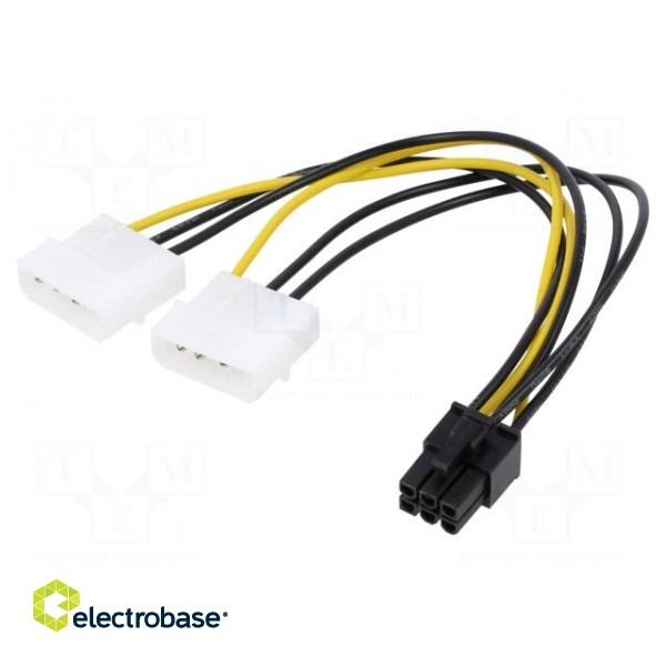 Cable: mains | Molex male x2,PCI-E 6pin female | 0.15m | V: SATA III