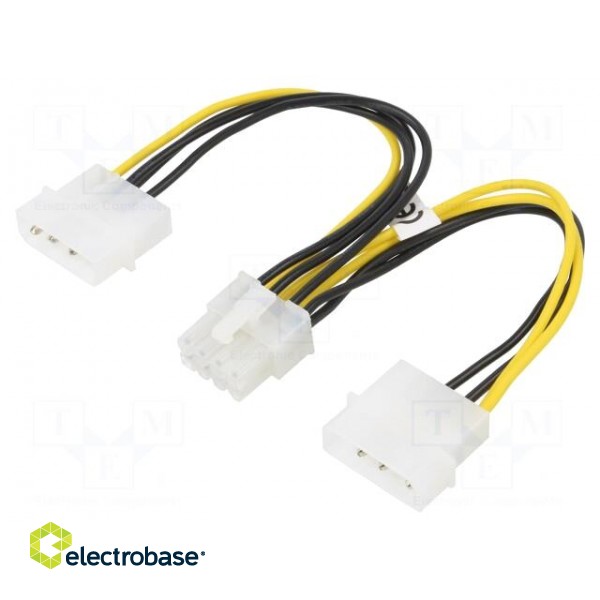 Cable: mains | Molex male x2,PCI-E 8pin female | 0.15m