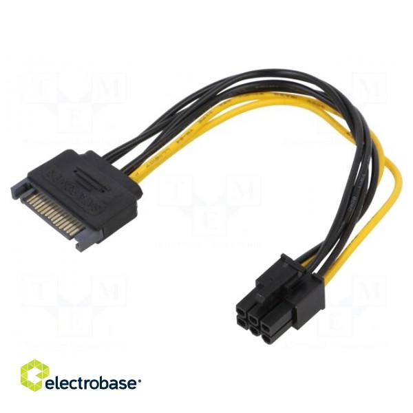 Cable: mains SATA | PCI-E 6pin female,SATA male | 0.15m