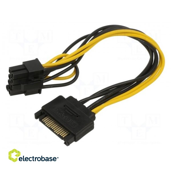 Cable: mains SATA | PCIe 8pin female,SATA 15pin male | 0.2m