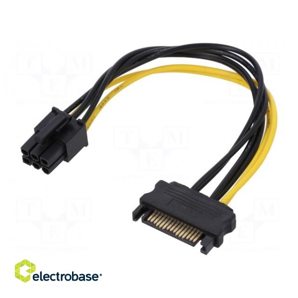Cable: SATA | PCIe 6pin female,SATA 15pin male | 0.15m | SATA III