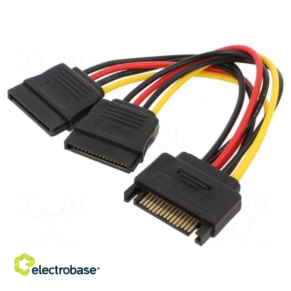 Cable: SATA | SATA 15pin male,SATA 15pin female x2 | 0.15m