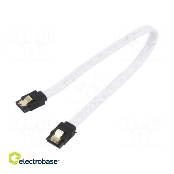 Cable: SATA | SATA plug,both sides | 0.3m | SATA III | white | 6Gbps