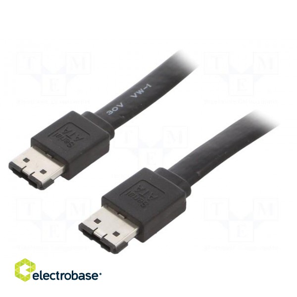 Cable: SATA | SATA plug,both sides | 0.5m | flat,SATA II | black