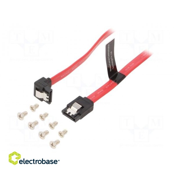 Cable: SATA | SATA plug,both sides | 0.5m | red | Core: Cu,tinned