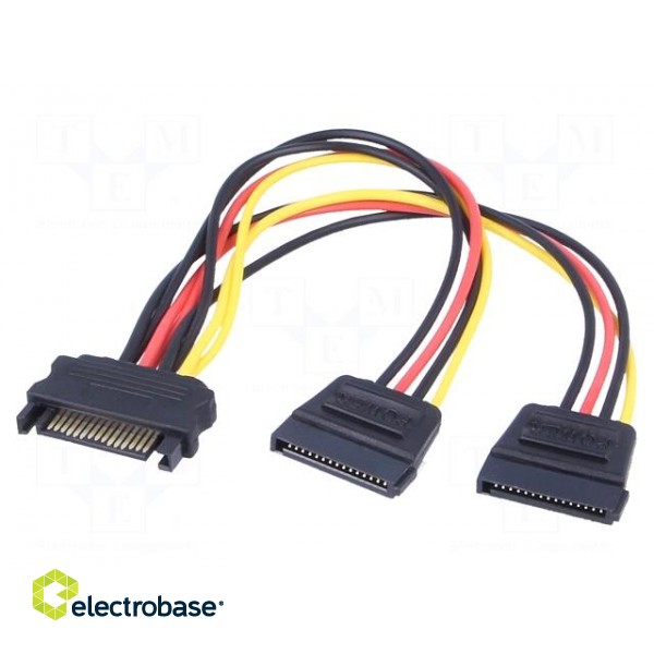 Cable: SATA | SATA plug,SATA L-Type plug x2 | 0.2m | SATA III