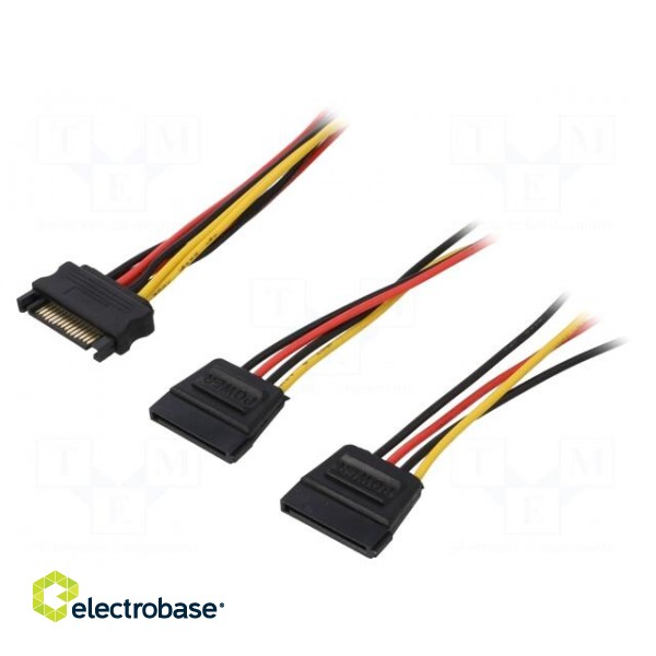 Cable: SATA | SATA plug,SATA L-Type plug x2 | 0.5m | SATA III