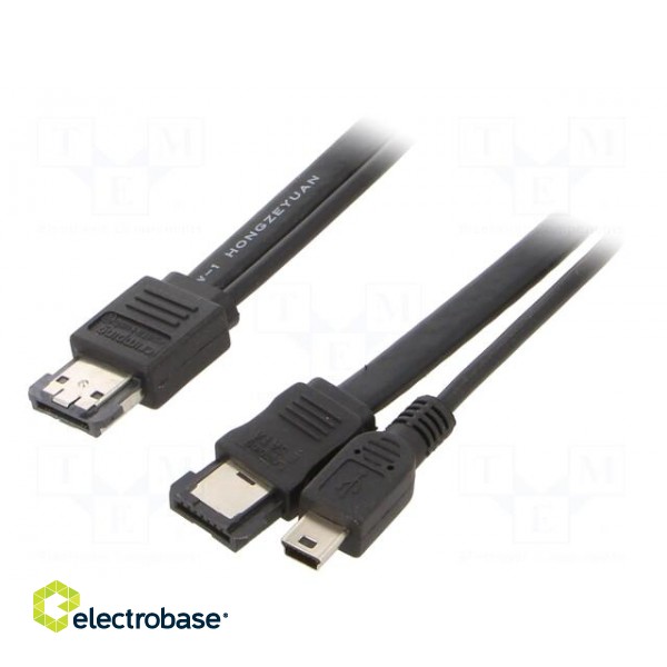 Cable: SATA | SATA plug,USB B mini plug,both sides | 1m | black