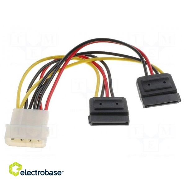 Transition: adapter | SATA plug x2,Molex male | 0.15m