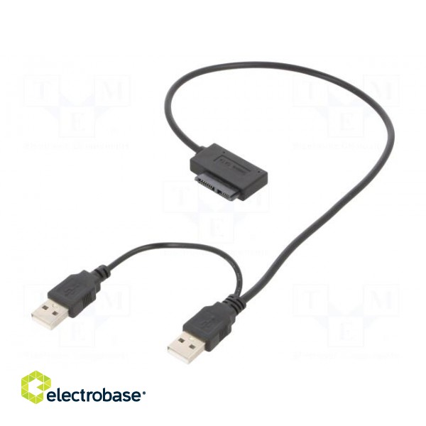 USB to SATA adapter | SATA plug,USB A plug x2 | 0.5m