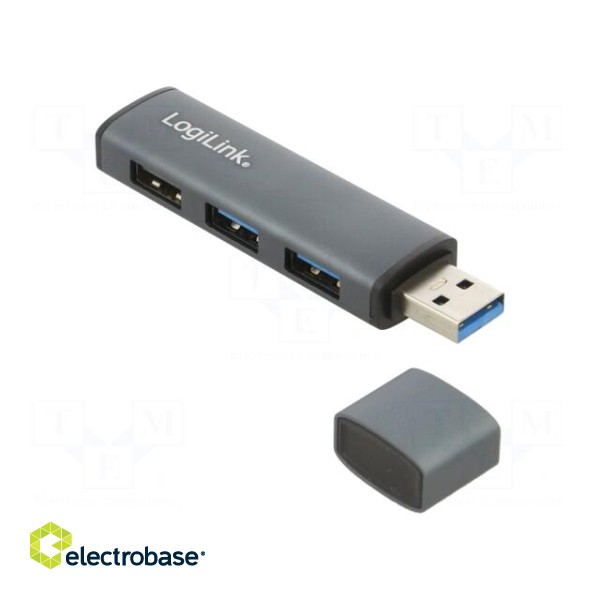 Hub USB | USB A socket x3,USB A plug | USB 3.2 | PnP | aluminium