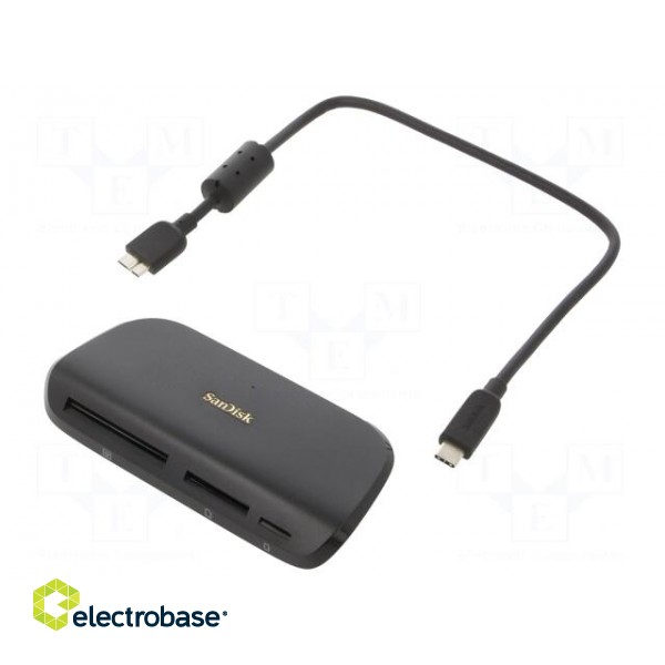Card reader: memory | USB B micro socket | USB 3.0 | black | 312Mbps paveikslėlis 1