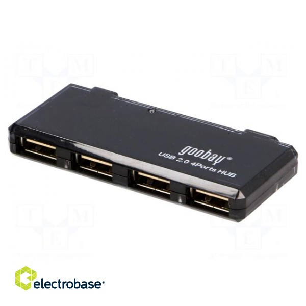 Hub USB | USB 1.1,USB 2.0 | black | Number of ports: 4 | 480Mbps | 0.4m фото 1