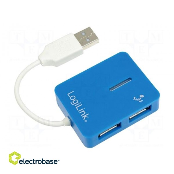 Hub USB | USB A socket x4,USB A plug | USB 2.0 | PnP | blue | 480Mbps