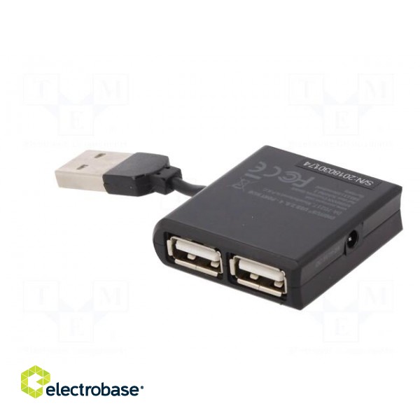 Hub USB | USB 2.0 | PnP and hot-plug | black | Number of ports: 4 paveikslėlis 6
