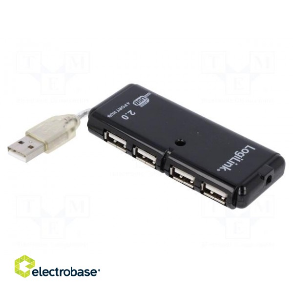 Hub USB | USB A socket x4,USB A plug | USB 2.0 | PnP | 480Mbps image 1