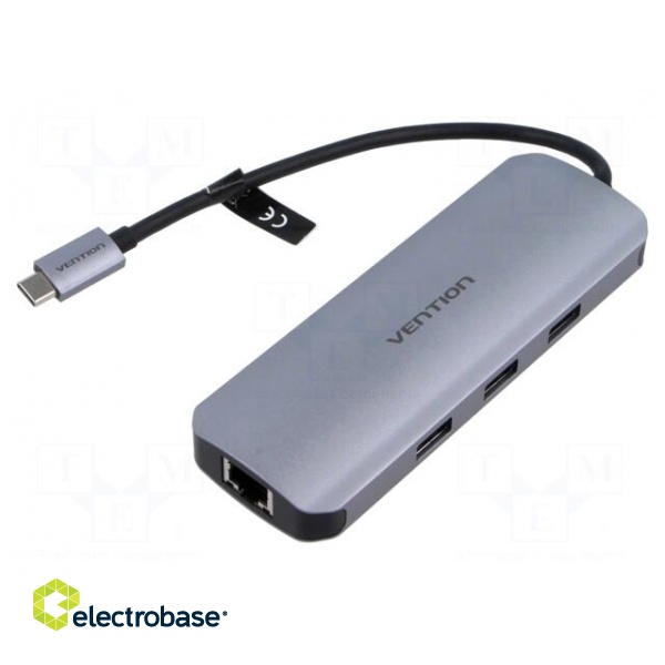 Hub USB | USB 3.0 | PnP | grey | Number of ports: 6 | 0.15m image 1