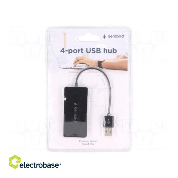 Hub USB | USB A socket x4,USB A plug | USB 2.0 | black | 0.15m