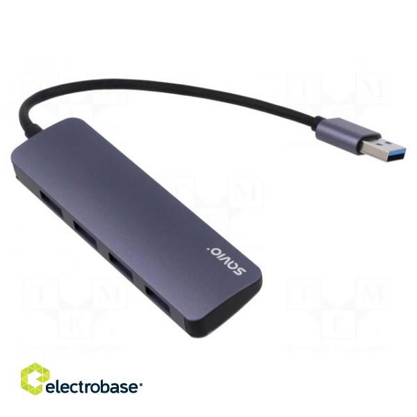 Hub USB | USB A socket x4,USB A plug | USB 3.1 | PnP | grey | 5Gbps