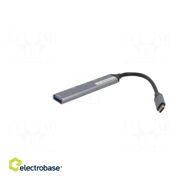 Hub USB | USB A socket x4,USB C plug | USB 2.0,USB 3.1 | grey paveikslėlis 2