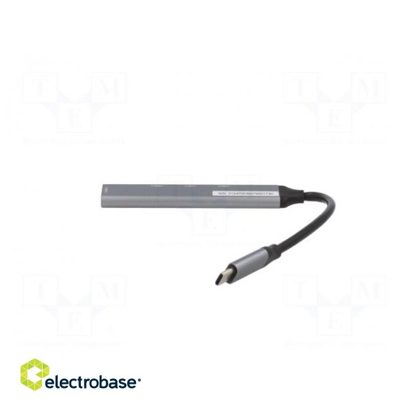 Hub USB | USB A socket x4,USB C plug | USB 2.0,USB 3.1 | grey paveikslėlis 3