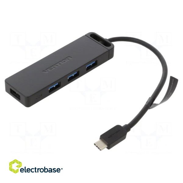 Hub USB | USB A socket x4,USB C plug | USB 3.0 | PnP | black | 5Gbps