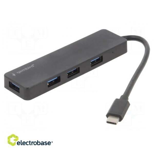 Hub USB | USB A socket x4,USB C plug | USB 3.1 | black | Len: 0.15m