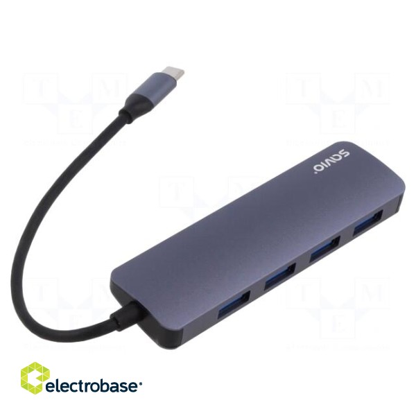 Hub USB | USB A socket x4,USB C plug | USB 3.1 | PnP | grey | 5Gbps