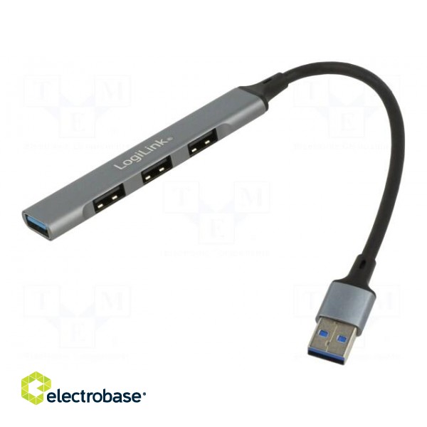Hub USB | USB A socket x4,USB A plug | USB 3.0 | PnP | grey | 5Gbps