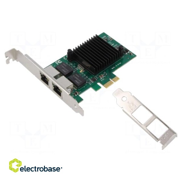 PC extension card: PCIe | PCIe,RJ45 socket x2 | 1Gbps | 0÷55°C