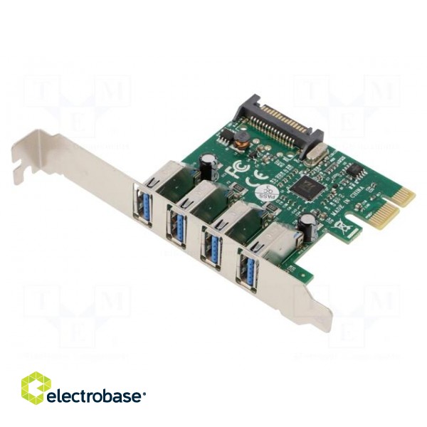 PC extension card: PCIe | USB A socket x4 | USB 3.0 | 5Gbps | 0÷70°C image 1
