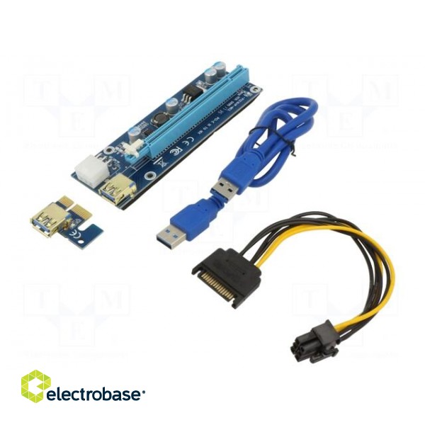 Riser | USB 3.0 | blue | Application: Bitcoin Miner | 550mm