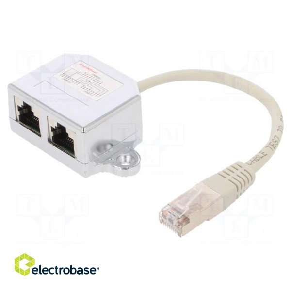 Cable: extender RJ45 | RJ45 socket x2,RJ45 plug | 0.15m | F/UTP