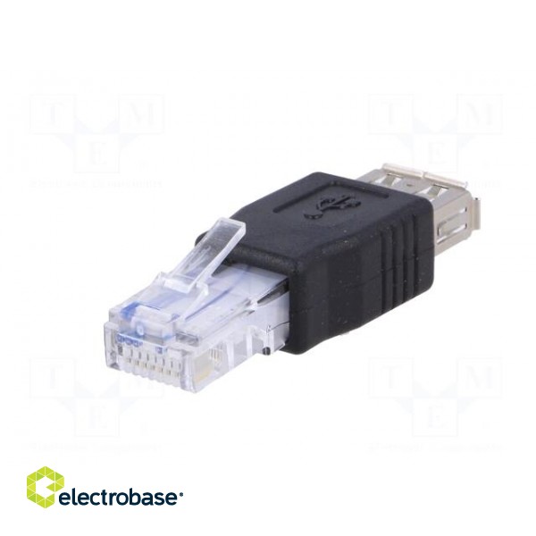 Transition: adapter | USB 2.0 | black | RJ45 plug,USB A socket image 2