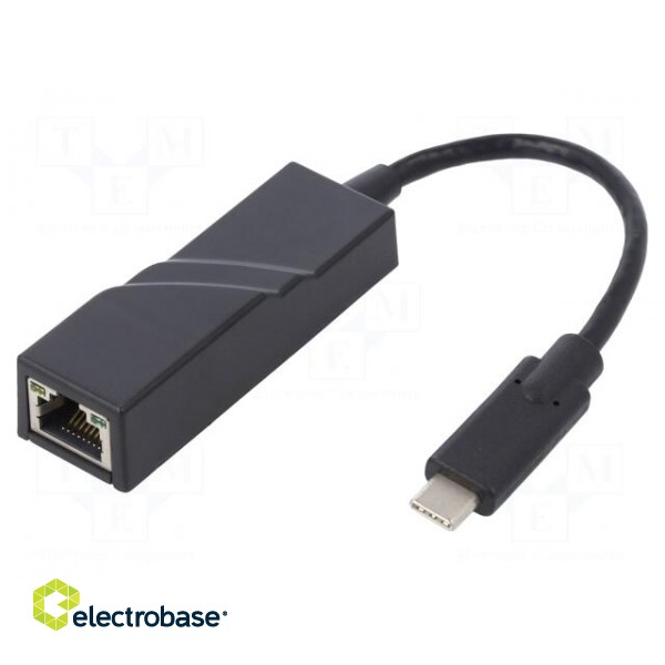 Adapter | USB 3.1 | RJ45 socket,USB C plug | 0.2m | Colour: black