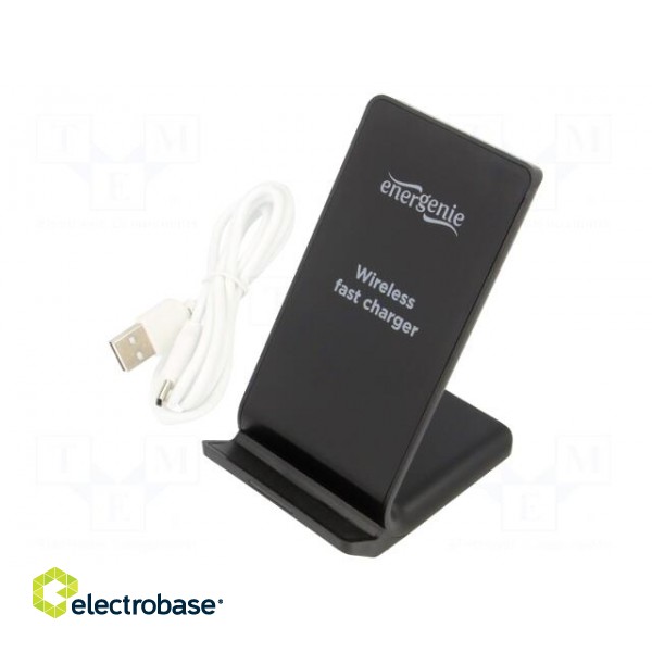 Inductance charger | black | Standard: Qi | 5VDC,9VDC | 10W | EnerGenie paveikslėlis 1