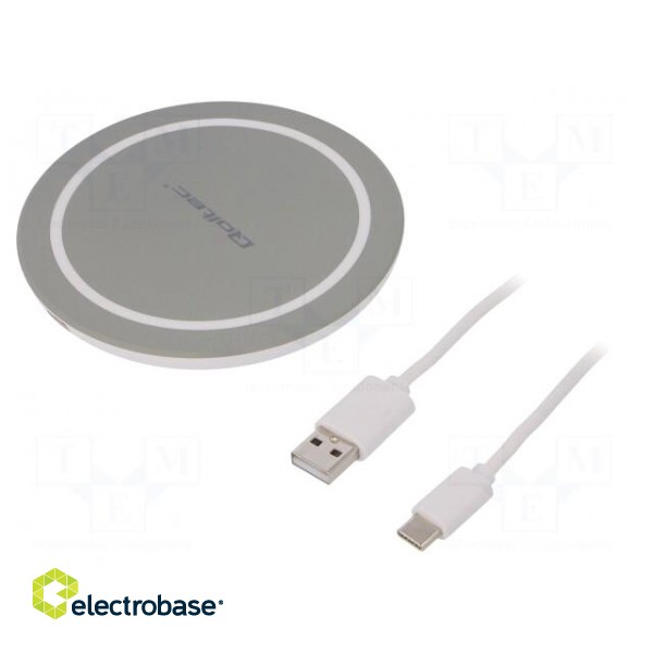 Inductance charger | grey | Standard: Qi,Quick Charge 3.0 | 5÷9VDC