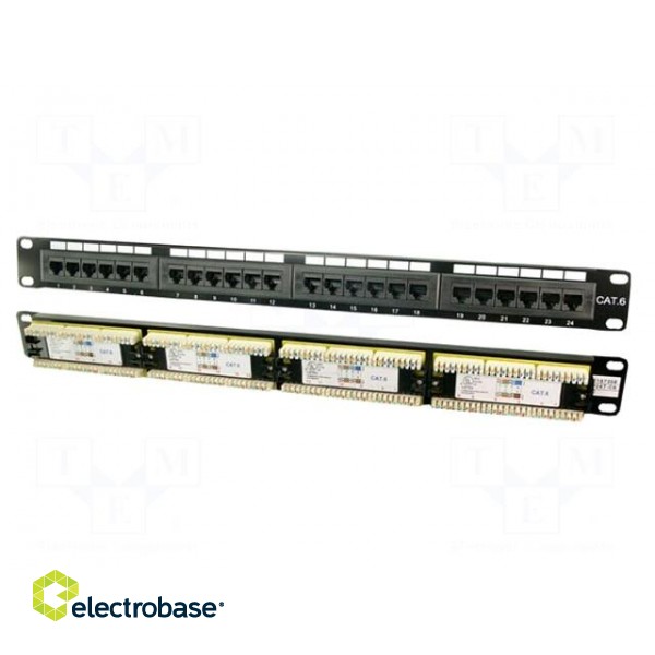 Patch panel | black | RJ45 | Number of ports: 24 | Cat: 6