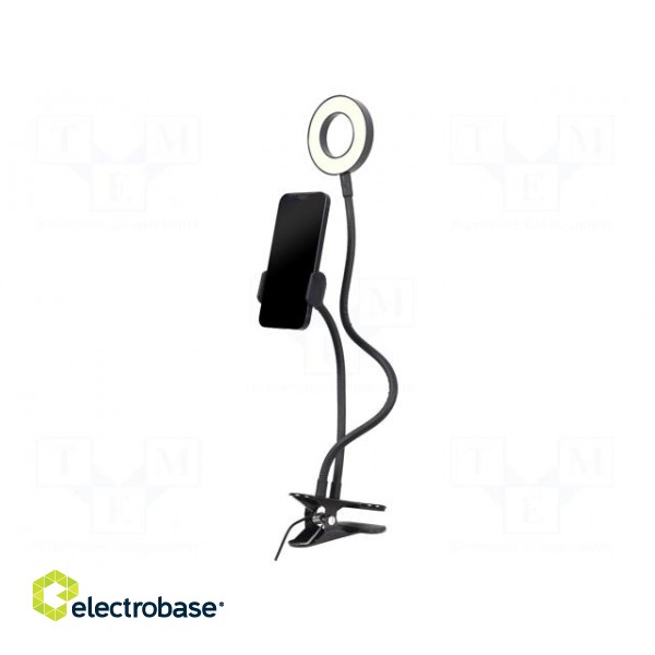 Selfie holder | black | Features: with LED | 5W | 1.5m