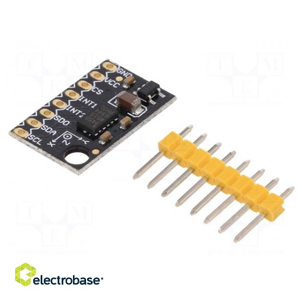 Sensor: accelerometer | 3.3÷6VDC | I2C,SPI | ADXL345 | module | 20x15mm