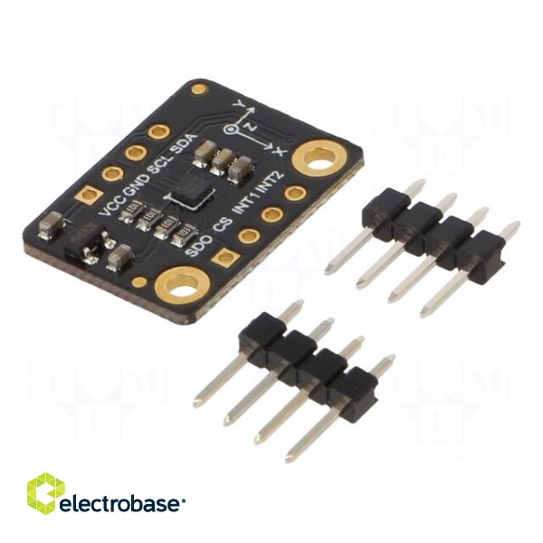 Sensor: accelerometer | 3.3VDC | I2C,SPI | LIS2DW12 | ±2,±4,±8,±16g