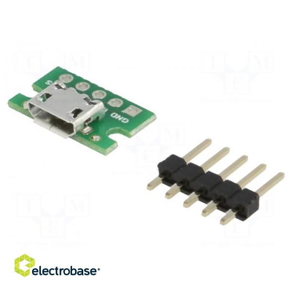 Module: adapter | USB B micro,pin strips | USB Micro-B