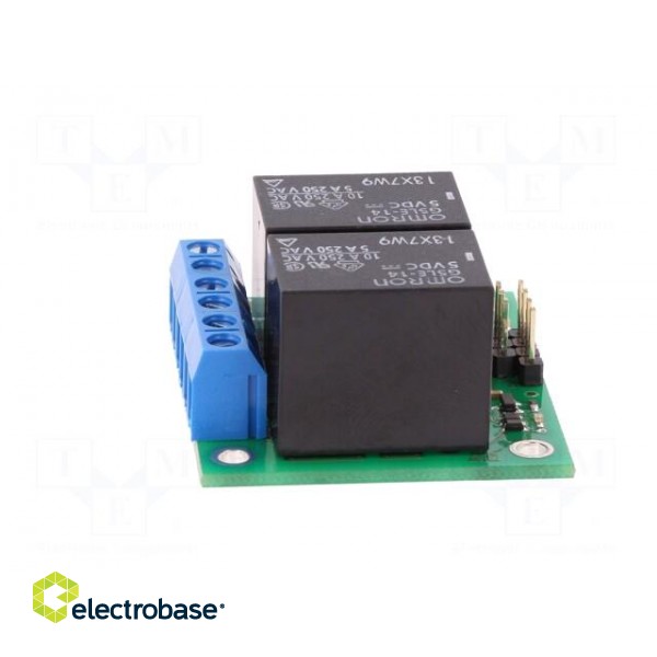 Module: relay | Channels: 2 | 5VDC | max.250VAC | 10A | pin strips,screw фото 5