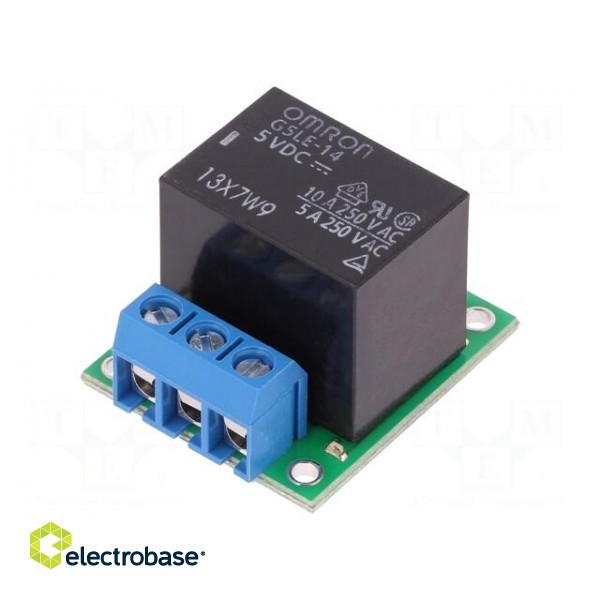 Module: relay | Channels: 1 | 5VDC | max.250VAC | 10A | pin strips,screw image 1