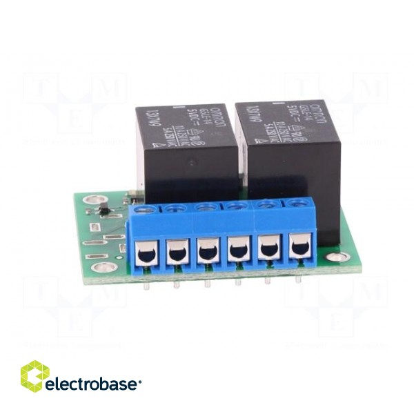 Module: relay | Channels: 2 | 5VDC | max.250VAC | 10A | pin strips,screw фото 3