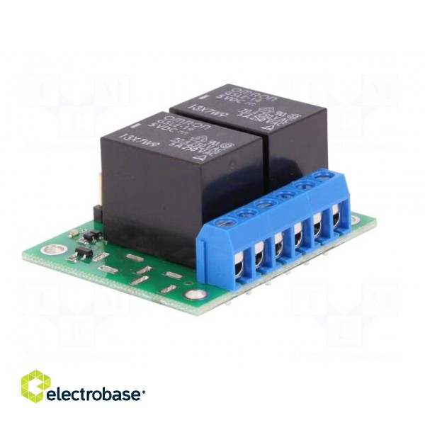 Module: relay | Channels: 2 | 5VDC | max.250VAC | 10A | pin strips,screw фото 2