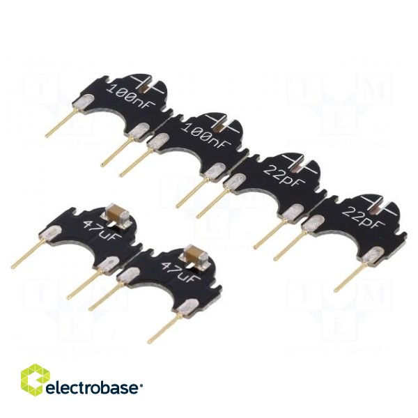 Kit: capacitors | Kit: 2x 100nF,2x 22pF,2x 47uF | pin header